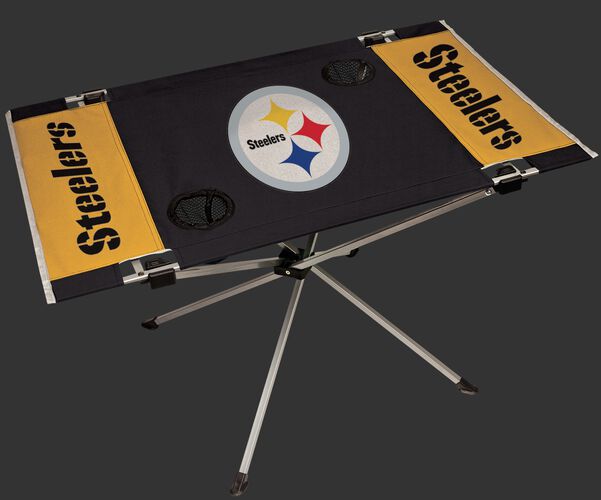 Rawlings Yellow and Black NFL Pittsburgh Steelers Endzone Table With Two Cup Holders, Team Logo, and Team Name SKU #03391082111