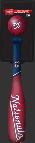 Rawlings Washington Nationals Softee Mini Bat and Ball Set in Team Colors With Team Name and Logo On Front SKU #01160031114
