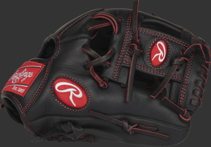 R9YPT2-2B R9 Series 11.25-inch youth infield glove with a black thumb and black I web