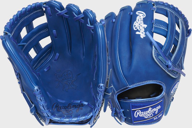 2 views showing the palm and back of a royal Heart of the Hide ColorSync 8.0 12.25" H-web glove - SKU: PROKB17R