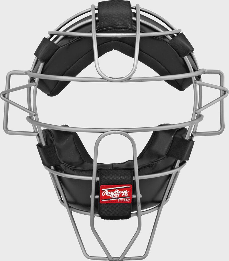 A LWMX2 adult lightweight hollow wire catcher/umpire mask with black padding and silver cage