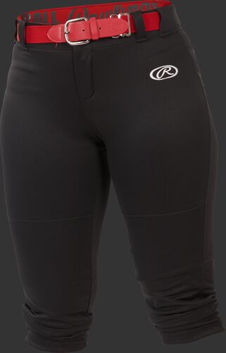 Front of Rawlings Black Girls' Low-Rise Softball Pant - SKU #YLNCHG