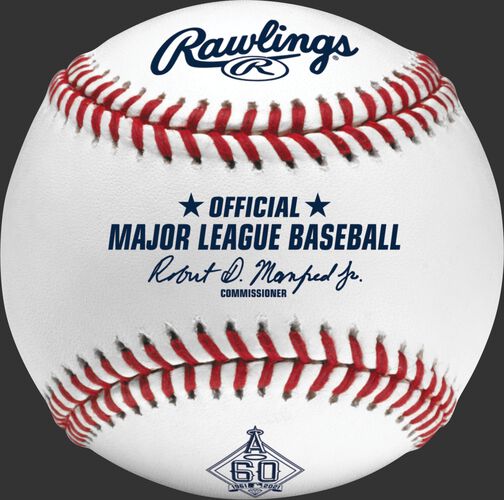 A MLB 2021 Los Angeles Angels 60th Anniversary baseball with the Official ball of MLB stamp - SKU: EA-ROMLBLAA60-R