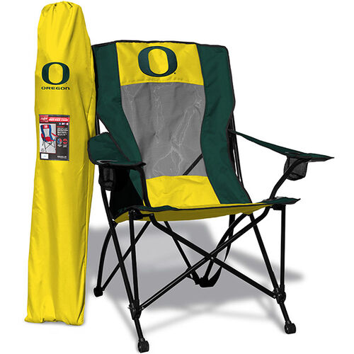 Front of Rawlings Yellow and Green NCAA Oregon Ducks High Back Chair With Team Logo SKU #09403095518