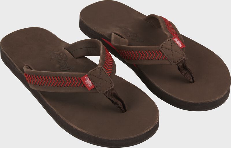 Women's Baseball Stitch Nubuck Leather Sandals