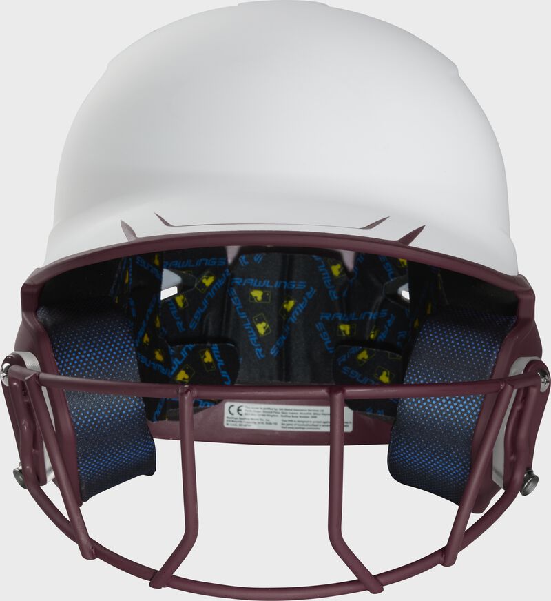 Front view of Rawlings Mach Ice Softball Batting Helmet, Maroon - SKU: MSB13