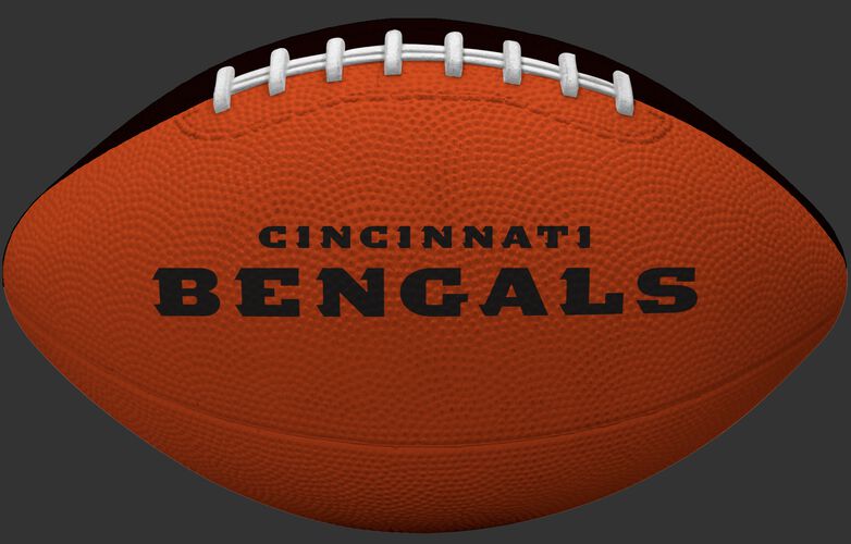 Orange side of a Cincinnati Bengals rubber Gridiron football with team name SKU #09501063121