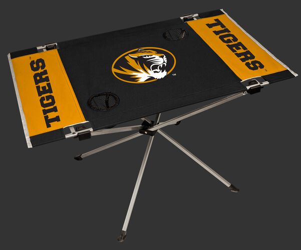 NCAA Missouri Tigers Endzone table featuring a large team logo with team colors and two cup holders SKU #04053086111