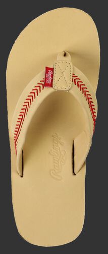 Rawlings Men's Baseball Stitch Nubuck Camel Leather Sandals With Red Baseball Stitch and Brand Name SKU #P-RF50000-101