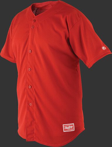Front of Rawlings Scarlet Youth Short Sleeve Jersey - SKU #YBJ167