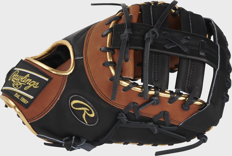 Thumb of a golden brown/black ColorSync 8.0 Heart of the Hide 13" first base mitt with a black single post, double bar web - SKU: PRODCTGBB