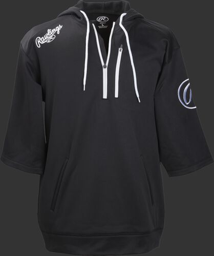 Front of Rawlings Black Adult Half Sleeve Hoodie with Zipper - SKU #RHTYO-DSW-88