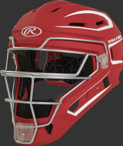 CHV27J scarlet Velo 2.0 youth catcher's helmet with white trim