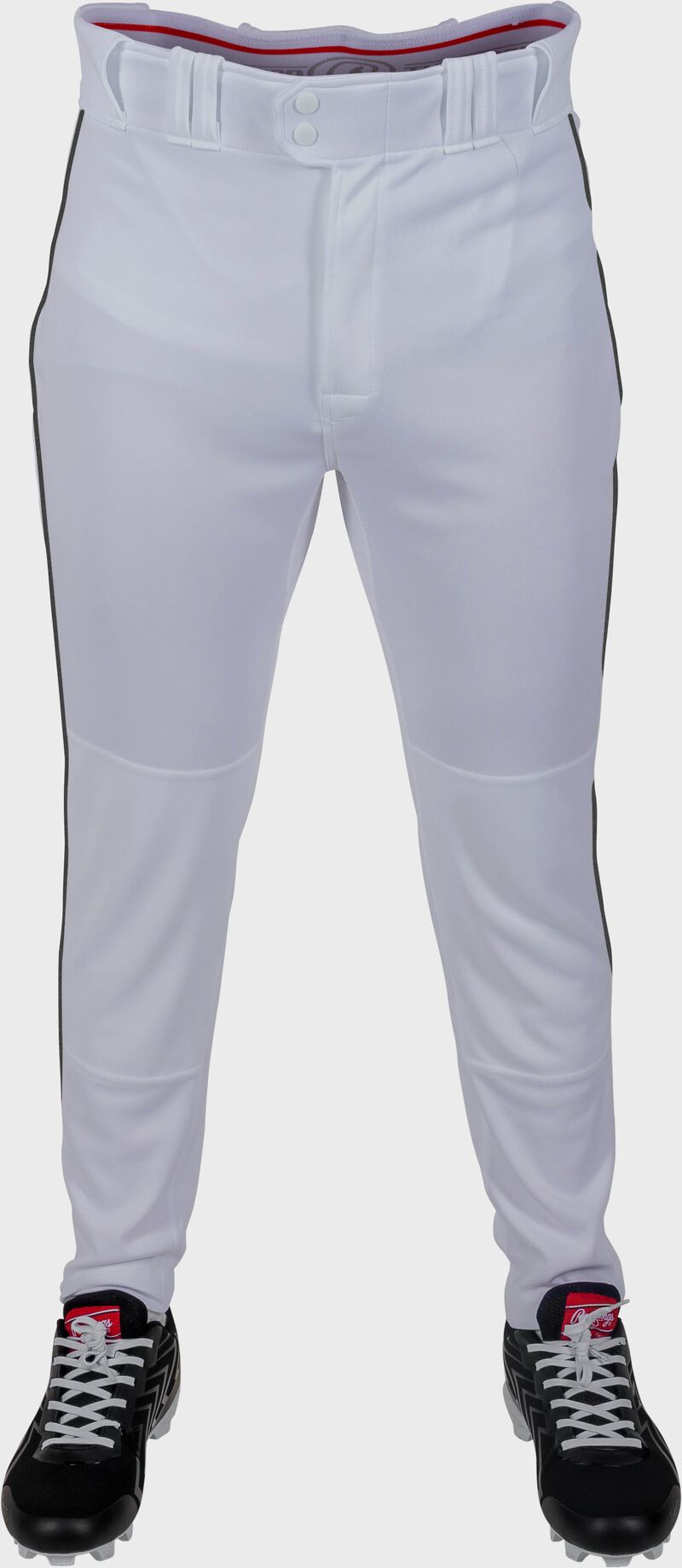 Rawlings 150 Jogger Fit Piped Baseball Pants, Adult S, White/Black