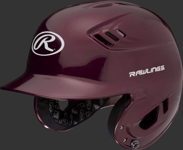 A metallic maroon R16S Velo senior batting helmet with Cool-Flo vents