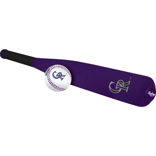 Side of Rawlings Colorado Rockies Foam Bat and Ball Set in Team Colors With Team Logo On Front SKU #01860025111