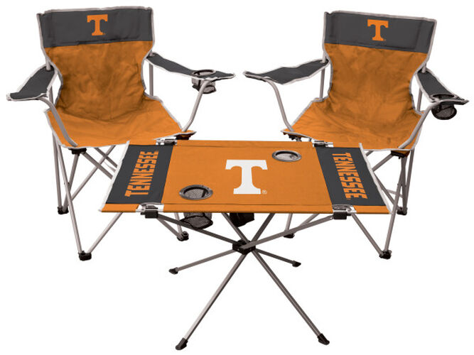 Front of Rawlings Orange and Grey NCAA Tennessee Volunteers 3-Piece Tailgate Kit With Two Kickoff Chairs, An Endzone Table, And A Transport Bag With Team Logo SKU #00993101511