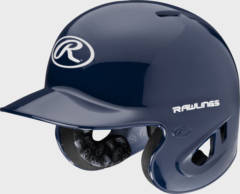 A navy S90PA RPR high schoole/college batting helmet with a white Oval R logo on the front loading=