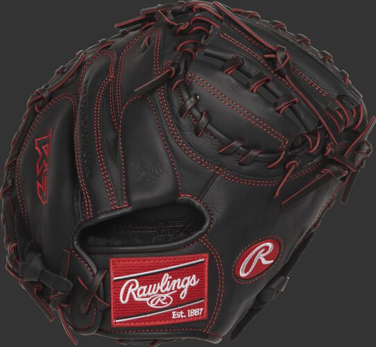R9YPTCM32B 32-inch R9 Series youth catcher's mitt with a black back and designed with a youth pro taper fit