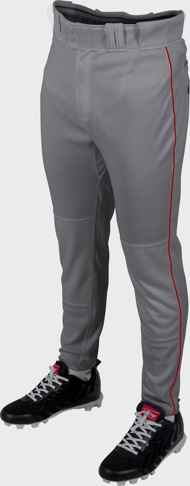 Rawlings 150 Jogger Fit Piped Baseball Pants, Adult S, Blue Gray/Scarlet