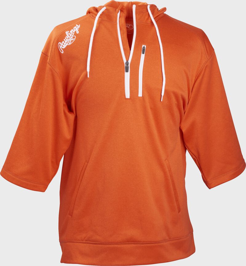 Front of Rawlings Bright Orange Adult Half Sleeve Hoodie with Zipper - SKU #RHTYO-DSW-88