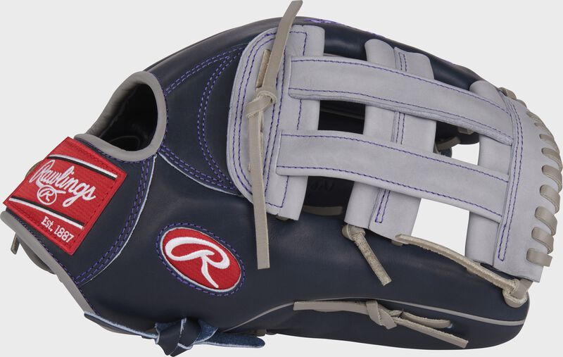 Thumb of a navy/gray Aaron Judge Pro Preferred outfield glove with a Pro H web - SKU: PROS3039-6AJ loading=