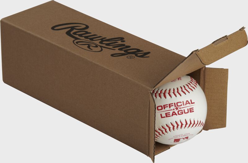 Official League Playmaker baseballs inside a Rawlings box - SKU: PMBBPK3