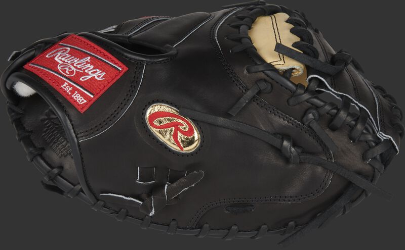 Thumb of a black Gameday 57 Series J.T. Realmuto Pro Preferred catcher's mitt with a gold Oval-R - SKU: PROSCM43JR10