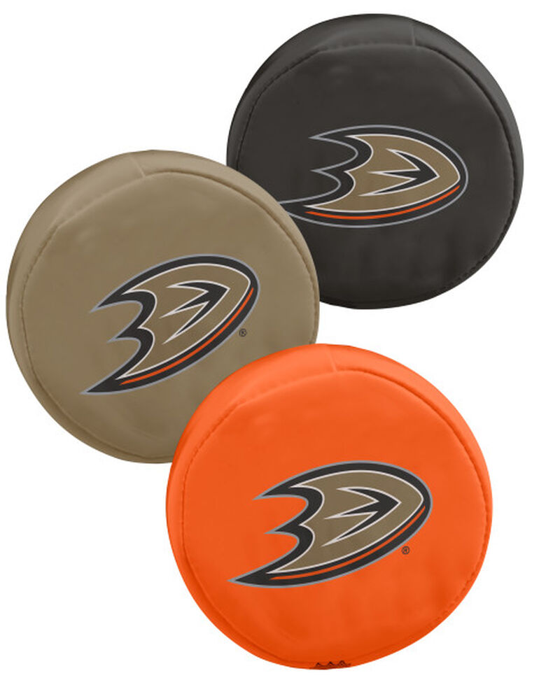 Rawlings NHL Anaheim Ducks Three Puck Softee Set With Black, Gold, and Orange Pucks With Team Logo SKU #00614124111