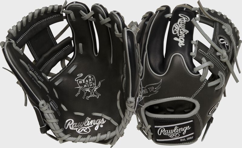 2 views showing the palm/back of a Heart of the Hide 11.75" Wing Tip infield glove - SKU: PROR205W-2DS