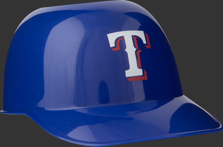 Front of Rawlings Blue MLB Texas Rangers Snack Size Helmets With Team Logo SKU #01950022121