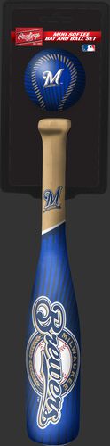 Rawlings Milwaukee Brewers Softee Mini Bat and Ball Set in Team Colors With Team Name and Logo On Front SKU #01160001114