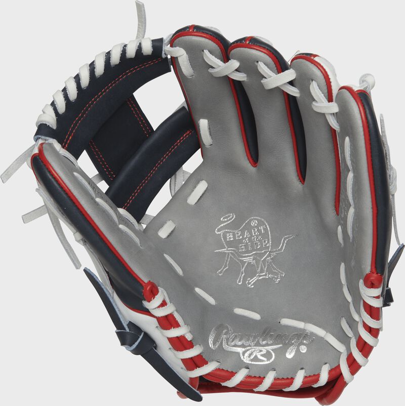 PRONP4-USA Rawlings USA glove with a grey palm and white laces