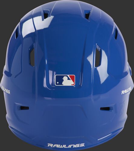 Back of a royal MCH01A Mach series helmet with the MLB logo sticker
