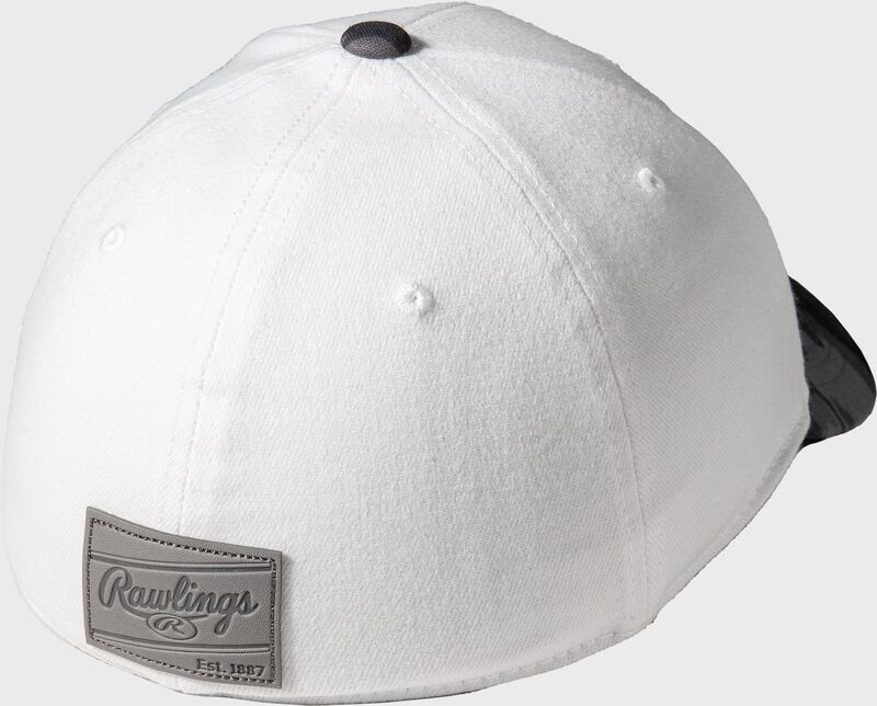 Back of a white Black Clover Leather Patch fitted cap - SKU: BCR3LPC0081