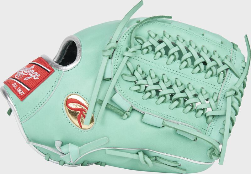 Thumb of an ocean mint Gameday 57 Series Marcus Stroman pro preferred glove with a Modified Trap-Eze web - SKU: PROS206-MSO loading=