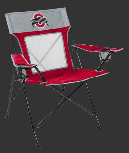 Front of Rawlings Red and Grey NCAA Ohio State Buckeyes Game Changer Chair With Team Logo SKU #00643042111