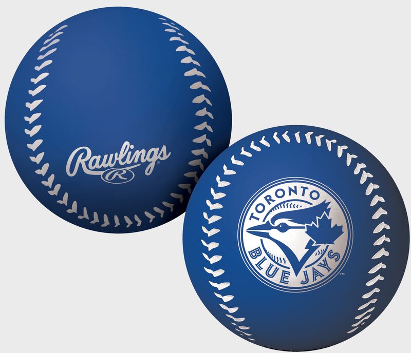 A blue Toronto Blue Jays big fly rubber bounce ball