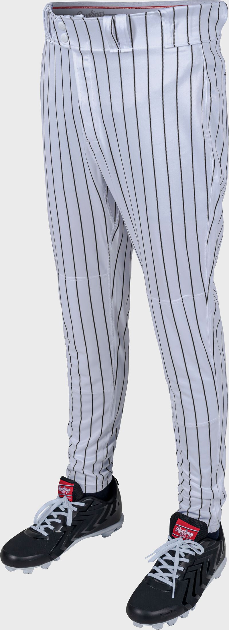 Rawlings 150 Jogger Fit Pinstripe Baseball Pants, Adult L, White/Black