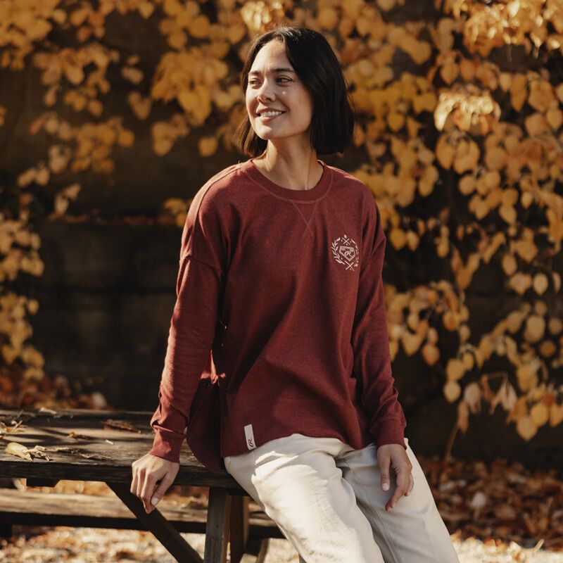 Rawlings x The Normal Brand Women's Fleece Splitside Pullover , Maroon, Women's XL