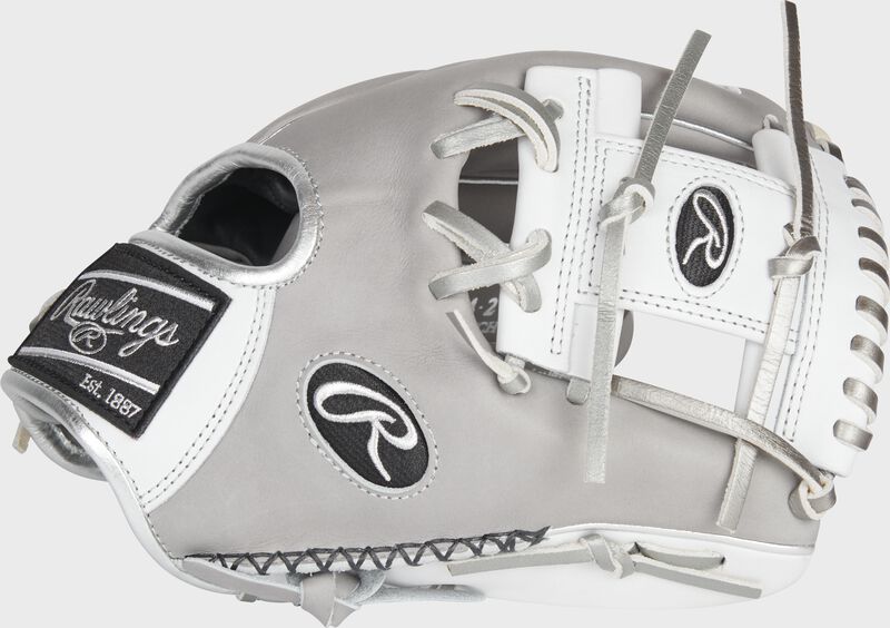 Thumb of a gray/white 2021 exclusive Heart of the Hide R2G 11.5-Inch infield glove with a white I-web - SKU: RSGPROR204-2GWP