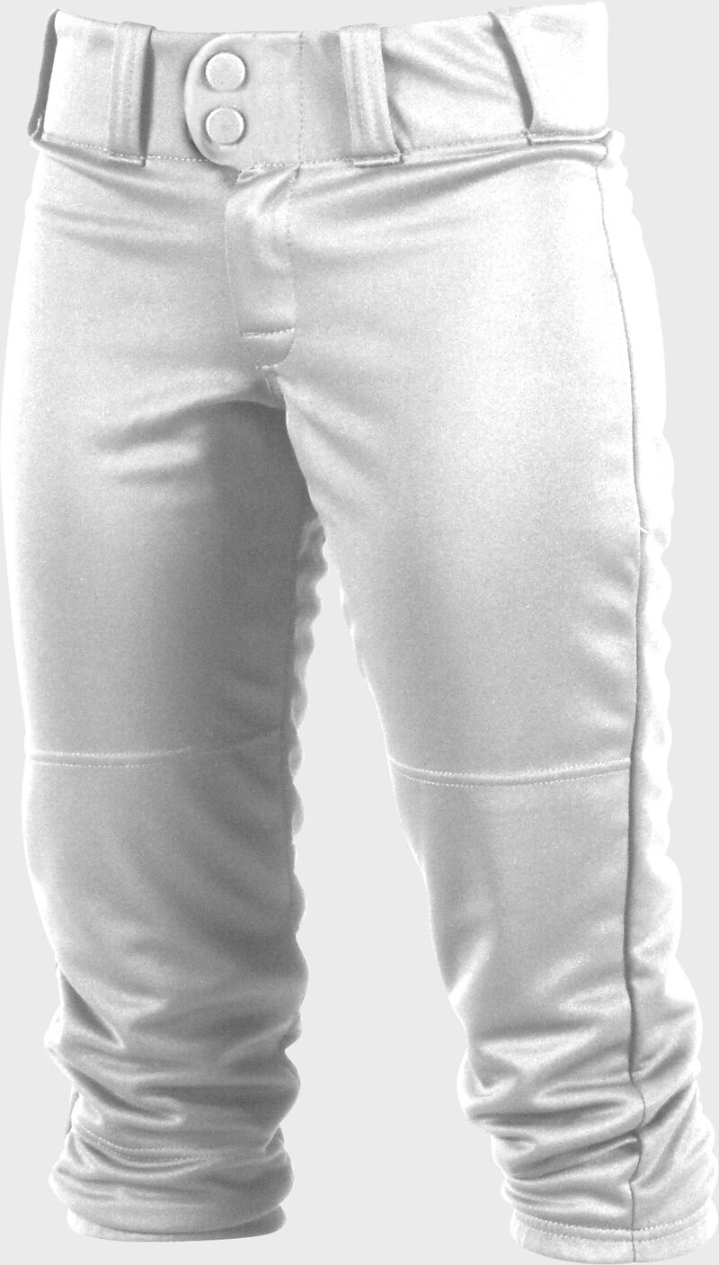 Front of Rawlings White Girls' Low-Rise Softball Pant - SKU #WRB150G