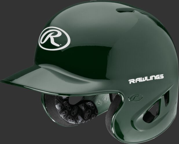 A dark green S90PA RPR high schoole/college batting helmet with a white Oval R logo on the front