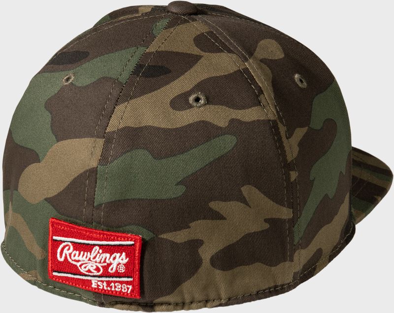 Back of a camo Rawlings Black Clover Game Day Camo hat - SKU: BCR3GDC0081 loading=
