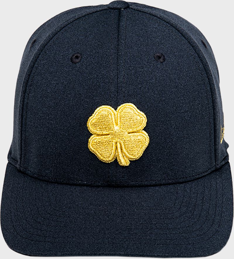 Front view of Rawlings Black Clover Gold Glove Fitted Hat - SKU: BCR1GG0571