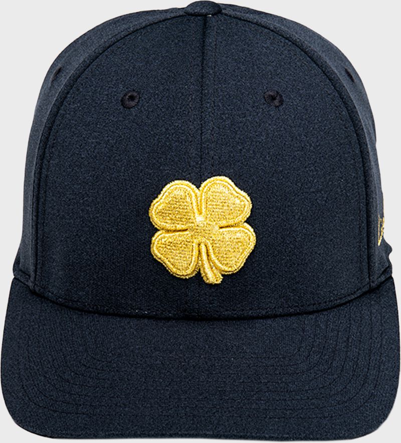 Front view of Rawlings Black Clover Gold Glove Fitted Hat - SKU: BCR1GG0571 loading=