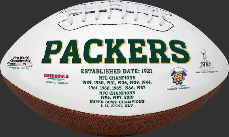 White NFL Green Bay Packers Football With Team Name SKU #06541068811