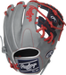 Back of a gray HOH R2G 11.5-Inch I-web glove with a navy Rawlings patch - SKU: PRORFL12N image number null