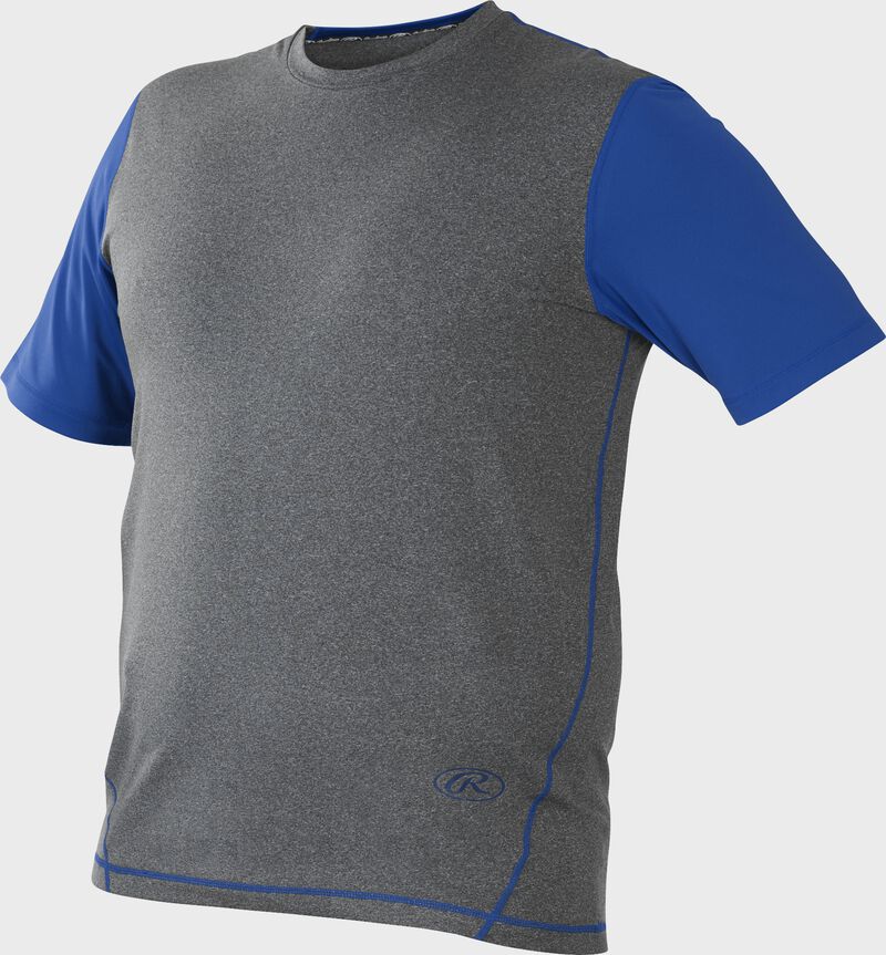 Front of Rawlings Gray/Royal Adult Hurler Performance Short Sleeve Shirt - SKU #HSS loading=