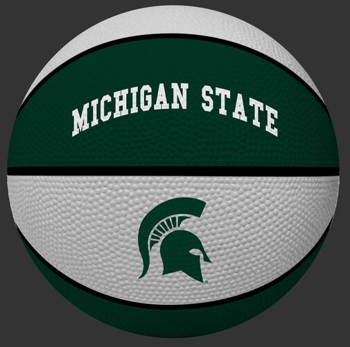 A green/white NCAA Michigan State Spartans alley oop youth size rubber basketball